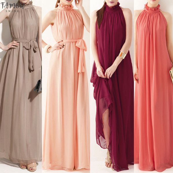 women formal solid color wedding evening party long dress ladies sleeveless ruffled collar elegant chiffon long dress with belt, Black;gray
women formal solid color wedding evening party long dress ladies sleeveless ruffled collar elegant chiffon long dress with belt, Black;gray