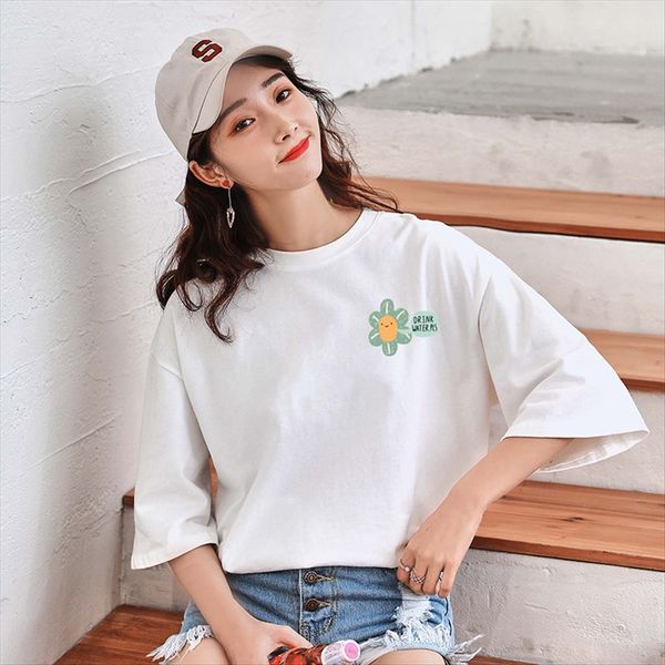 2020 sweet hipster cotton large size daisy loose slim round collar short sleeve t-shirt female, White
2020 sweet hipster cotton large size daisy loose slim round collar short sleeve t-shirt female, White