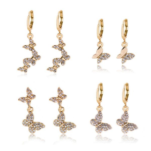 4 styles butterfly earrings for women crystal zircon wedding hoop earrings pendientes butterfly ear rings female jewelry, Golden;silver
4 styles butterfly earrings for women crystal zircon wedding hoop earrings pendientes butterfly ear rings female jewelry, Golden;silver