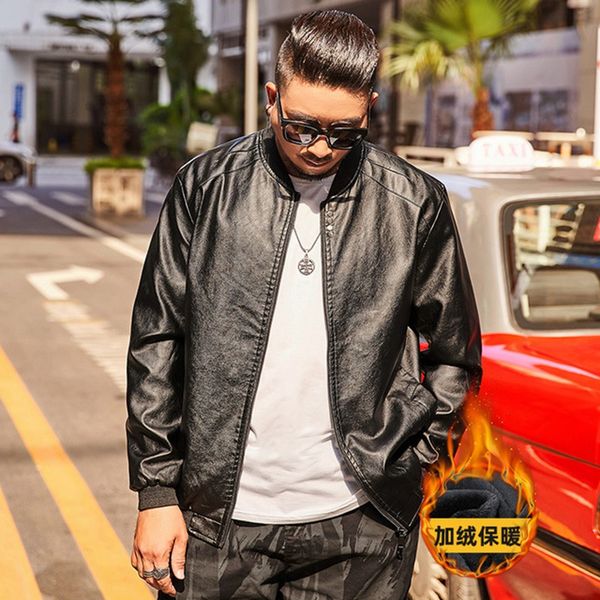 winter large size men's leather jacket men plus velvet thickening tide fat baseball collar locomotive pu leather jacket, Black
winter large size men's leather jacket men plus velvet thickening tide fat baseball collar locomotive pu leather jacket, Black