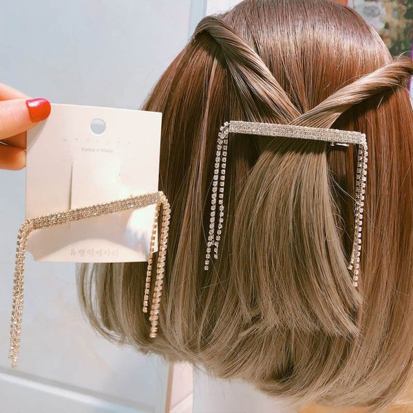 women delicate hairpin fashion shiny crystal gem tassel gold hair pins hair jewelry lady party wedding clips jewelry, Golden;white
women delicate hairpin fashion shiny crystal gem tassel gold hair pins hair jewelry lady party wedding clips jewelry, Golden;white