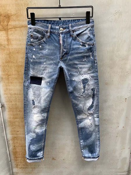 men's new blue complex washing tattered design paint point grinding white slim micro-slim thin jeans male 2019
men's new blue complex washing tattered design paint point grinding white slim micro-slim thin jeans male 2019
