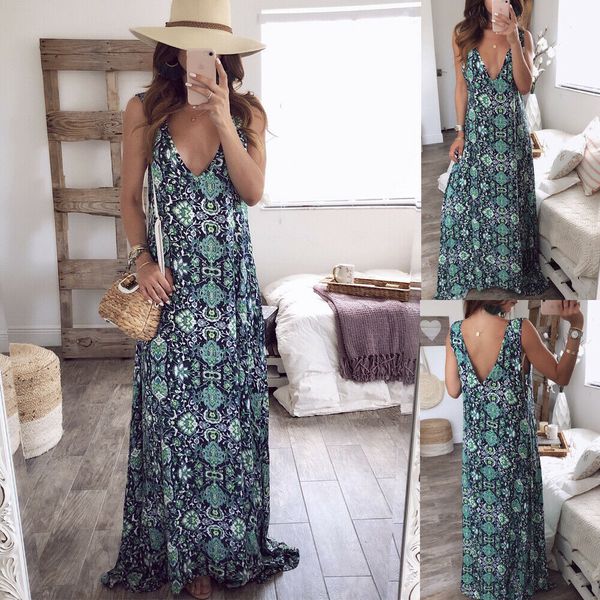 women boho long maxi casual dress evening party beach dresses summer sundress, Black;gray
women boho long maxi casual dress evening party beach dresses summer sundress, Black;gray
