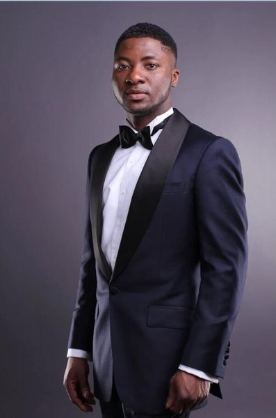 new slim fit men suit navy blue jacket with pants black lapel groom tuxedo costume man suits for wedding, White;black
new slim fit men suit navy blue jacket with pants black lapel groom tuxedo costume man suits for wedding, White;black