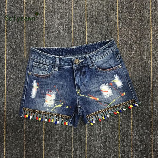 summer tassel beaded denim shorts female plus size vintage women jeans shorts tassel denim wash short jeans, Blue
summer tassel beaded denim shorts female plus size vintage women jeans shorts tassel denim wash short jeans, Blue
