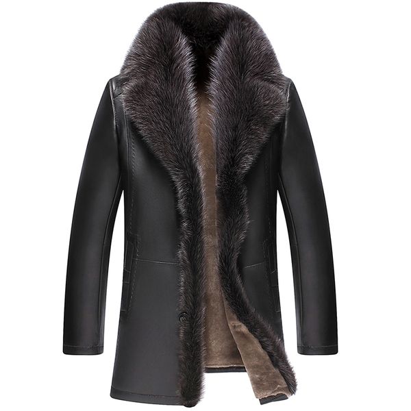 leather leather sheepskin men's suit collar raccoon sweater collar men's jacket cashmere lining winter warm jacket, Black
leather leather sheepskin men's suit collar raccoon sweater collar men's jacket cashmere lining winter warm jacket, Black