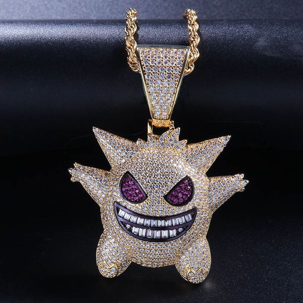 Hip Hop Gengar Pendant Necklaces Bling Iced out Cubic zirconia Game Elf Charm With Gold Silver chains For Mens Women Jewelry
Hip Hop Gengar Pendant Necklaces Bling Iced out Cubic zirconia Game Elf Charm With Gold Silver chains For Mens Women Jewelry