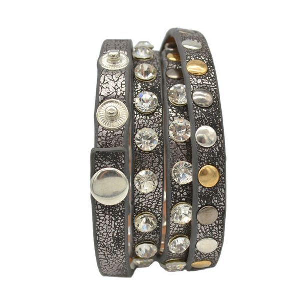 2019fashion pu leather 4 layers rivet dots crystal leather wrap bracelet, Golden;silver
2019fashion pu leather 4 layers rivet dots crystal leather wrap bracelet, Golden;silver