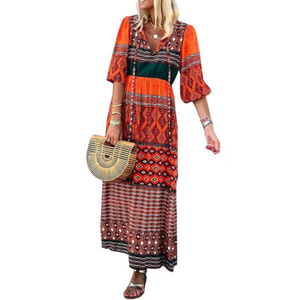 fashion women's floral dress long boho loose maxi half sleeve v-neck high waist ladies cocktail party beach sundress plus size, Black;gray
fashion women's floral dress long boho loose maxi half sleeve v-neck high waist ladies cocktail party beach sundress plus size, Black;gray