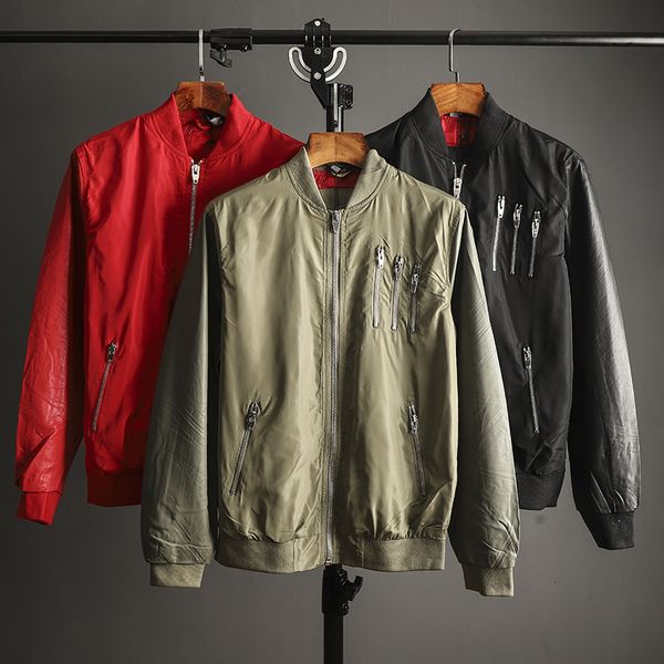 men's jacket spring and autumn fashion sports casual baseball collar flight jacket men's clothing, Black;brown
men's jacket spring and autumn fashion sports casual baseball collar flight jacket men's clothing, Black;brown