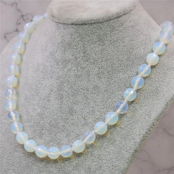 fashion natural stone white opal beads round facet crystal 8/10/12mm women's necklace exquisite gift chain jewelry 18inch y745, Silver
fashion natural stone white opal beads round facet crystal 8/10/12mm women's necklace exquisite gift chain jewelry 18inch y745, Silver