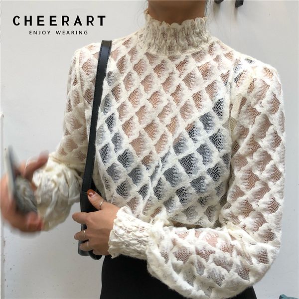 cheerart lace chiffon blouse women turtleneck white black ladies see through transparent blouse korean fashion clothing
cheerart lace chiffon blouse women turtleneck white black ladies see through transparent blouse korean fashion clothing