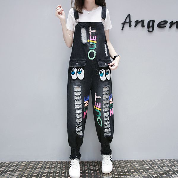 cute girls ripped boyfriend jeans high waist plus size cartoon pattern embroidery relaxed casual skinny cropped denim overalls, Blue
cute girls ripped boyfriend jeans high waist plus size cartoon pattern embroidery relaxed casual skinny cropped denim overalls, Blue