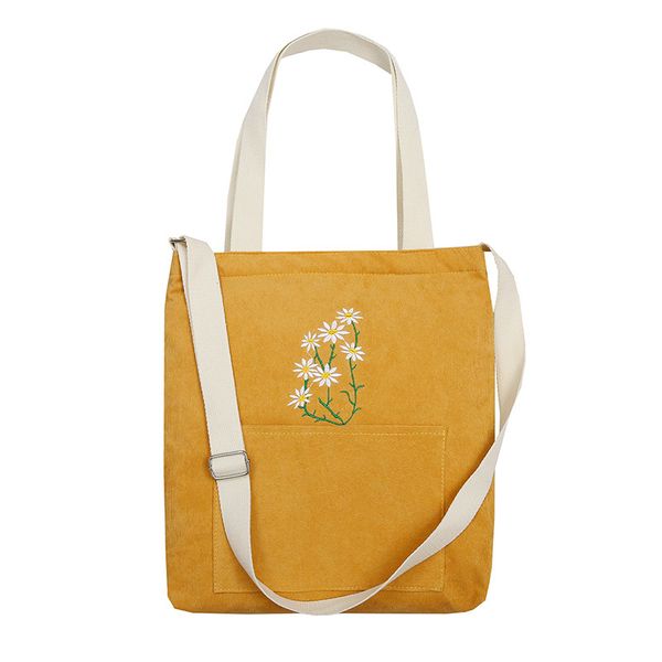 capacity corduroy women shoulder bag embroidered daisy cotton tote shopper bag fashion eco reusable shopping handbag cloth
capacity corduroy women shoulder bag embroidered daisy cotton tote shopper bag fashion eco reusable shopping handbag cloth
