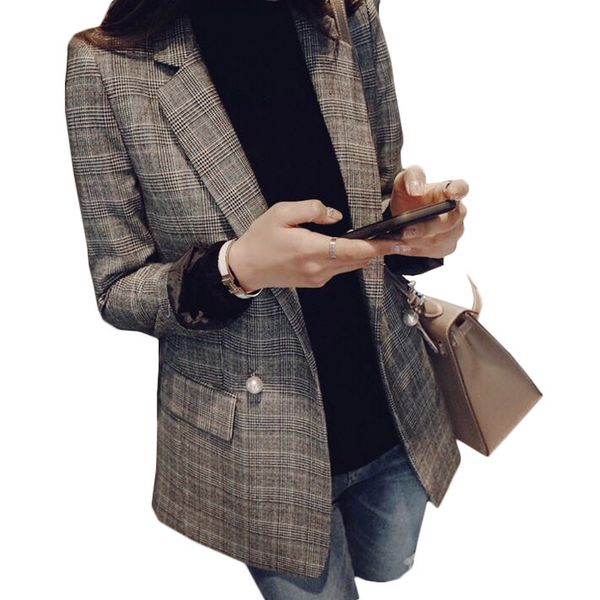 womens blazer casual long the korean version of spring and autumn new slim size long casual suit plaid small suit coat women, White;black
womens blazer casual long the korean version of spring and autumn new slim size long casual suit plaid small suit coat women, White;black