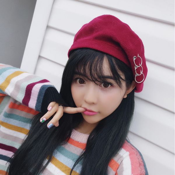 meihuida korean style vintage plain beret cap beanie with steel ring autumn winter women girls wool warm hat caps, Blue;gray
meihuida korean style vintage plain beret cap beanie with steel ring autumn winter women girls wool warm hat caps, Blue;gray