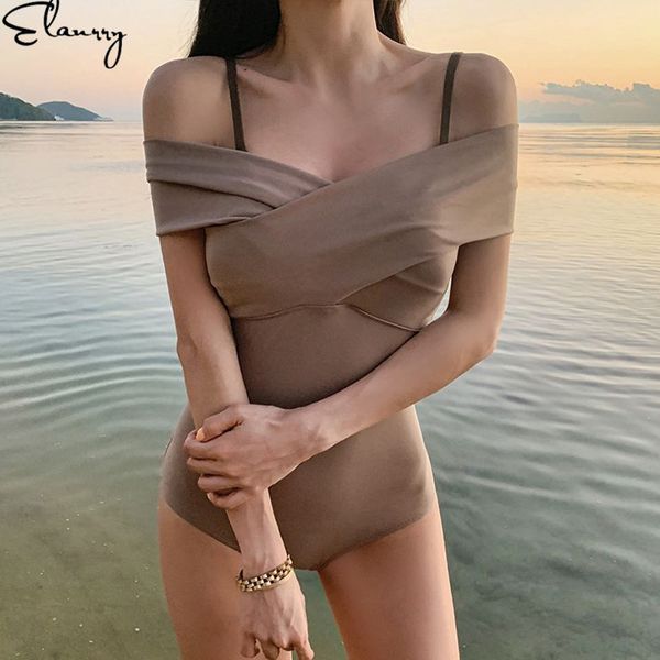 women's swimwear 2021 mujer solid off shoulder swimsuit summer wide strap vintage monokini padded bathing suit one-piece, White;black
women's swimwear 2021 mujer solid off shoulder swimsuit summer wide strap vintage monokini padded bathing suit one-piece, White;black