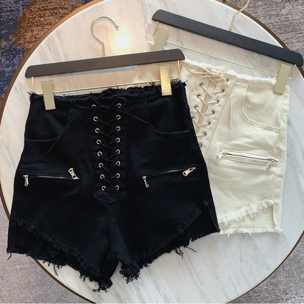 high street new fashion 2020 designer skirt women's lacing rope fringed tassel denim shorts, White;black
high street new fashion 2020 designer skirt women's lacing rope fringed tassel denim shorts, White;black
