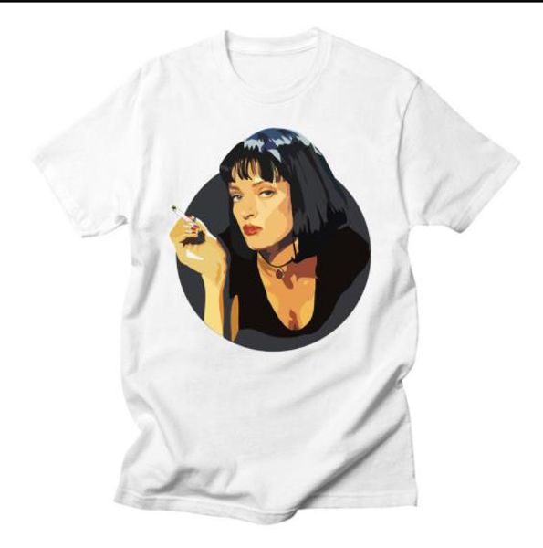 street style womens designer t shirts pulp fiction character printed casual short sleeved crew neck t shirts womens fashion tees, White
street style womens designer t shirts pulp fiction character printed casual short sleeved crew neck t shirts womens fashion tees, White