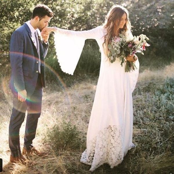 beach wedding dresses plus size bohemian long bell sleeve lace flower boho bridal gowns hippie wedding dress vestidos de novi, White
beach wedding dresses plus size bohemian long bell sleeve lace flower boho bridal gowns hippie wedding dress vestidos de novi, White