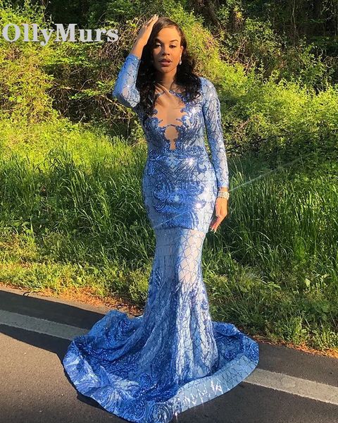 blue sequin long sleeve mermaid royal blue prom dresses 2019 vestido de gala long graduation dress african evening gowns, White;black
blue sequin long sleeve mermaid royal blue prom dresses 2019 vestido de gala long graduation dress african evening gowns, White;black