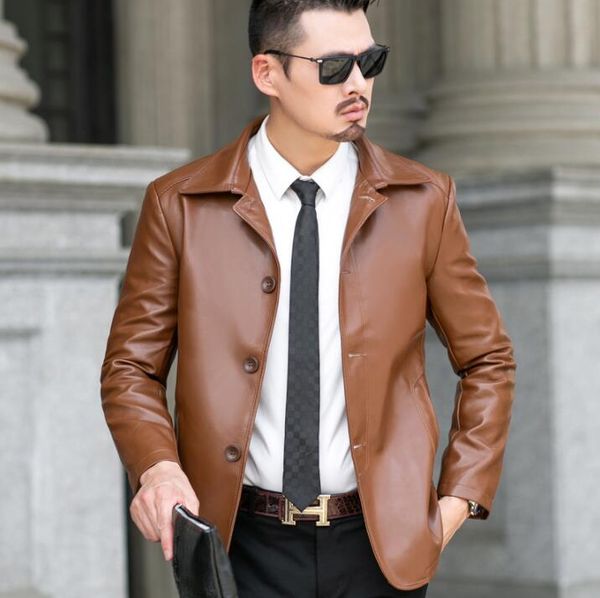 autumn faux leather jacket mens leather coat men single-breasted jackets black brown jaqueta de couro fashion b87
autumn faux leather jacket mens leather coat men single-breasted jackets black brown jaqueta de couro fashion b87