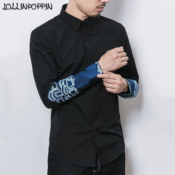 chinese style men long sleeve shirt embroidery cuffs royal style mens vintage dress shirts black / white, White;black
chinese style men long sleeve shirt embroidery cuffs royal style mens vintage dress shirts black / white, White;black