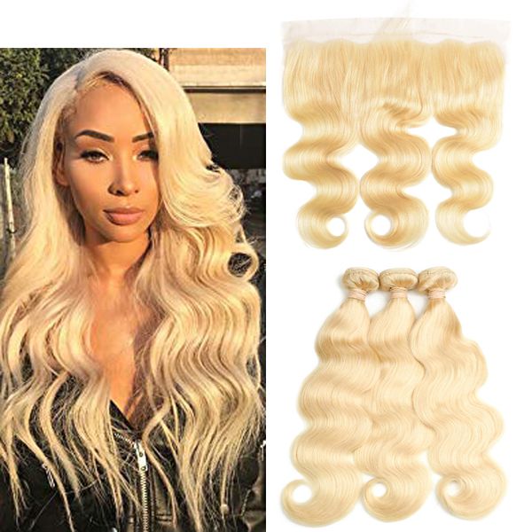 613 brazilian body wave hair with 4x13 frontal closure 3 bundles blonde human hair extensions with lace frontal body wave, Black;brown
613 brazilian body wave hair with 4x13 frontal closure 3 bundles blonde human hair extensions with lace frontal body wave, Black;brown
