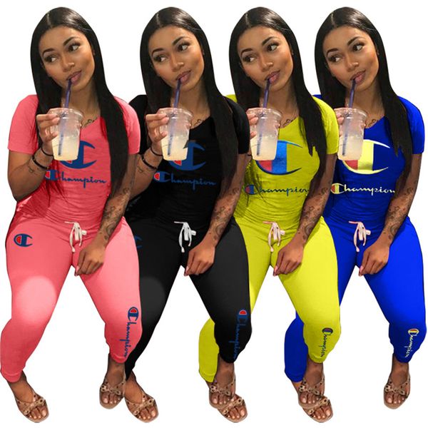 Hot Champions Women T-shirt Pants Sports Suit Summer Tracksuit 2 Piece Outfit Letter Printed Sportswear Joggers Set Clothes 2019 A32604
Hot Champions Women T-shirt Pants Sports Suit Summer Tracksuit 2 Piece Outfit Letter Printed Sportswear Joggers Set Clothes 2019 A32604