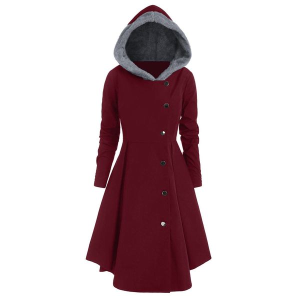 women plus size asymmetric fleece hooded single breasted long drap buttons coat oversize hoodies jacket overcoat pocket female, Black
women plus size asymmetric fleece hooded single breasted long drap buttons coat oversize hoodies jacket overcoat pocket female, Black