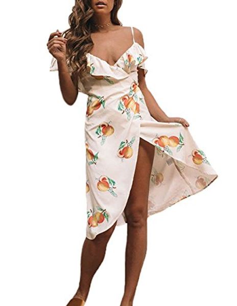 canrulo women's spaghetti strap v neck floral ruffle wrap midi dress, Black;gray
canrulo women's spaghetti strap v neck floral ruffle wrap midi dress, Black;gray