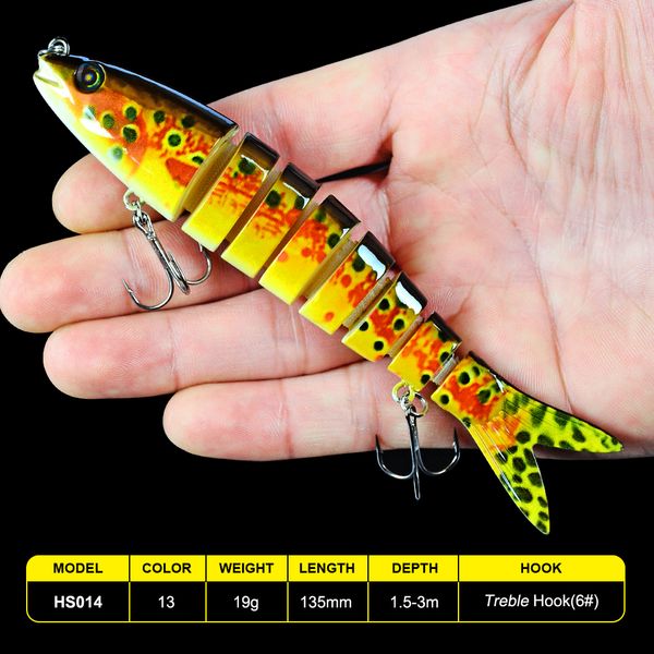 1pc pro beros 8 sections fishing lure 13.5cm/19g 10cm/15.5g jointed swimbait trout bass bait 6# hook fishing tackle
1pc pro beros 8 sections fishing lure 13.5cm/19g 10cm/15.5g jointed swimbait trout bass bait 6# hook fishing tackle