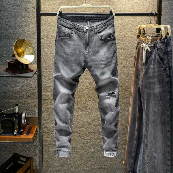 casual mens jeans cotton slim fit grey ankle-length pant streetwear mens ripped holel stretchy ripped skinny jeans trousers, Blue
casual mens jeans cotton slim fit grey ankle-length pant streetwear mens ripped holel stretchy ripped skinny jeans trousers, Blue