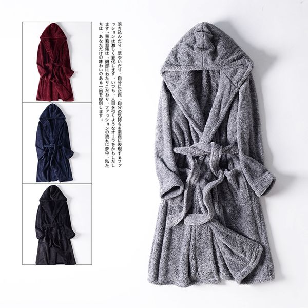 plus size winter men fashion loose soft fleece fabric hooded casual bathrobe female trendy color thermal belted robe, Black;brown
plus size winter men fashion loose soft fleece fabric hooded casual bathrobe female trendy color thermal belted robe, Black;brown