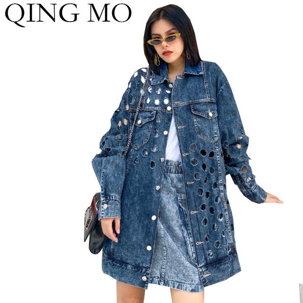 women's trench coats qing mo women denim coat 2021 autumn holes hollow out female safari style outwear with belt zqy4892, Tan;black
women's trench coats qing mo women denim coat 2021 autumn holes hollow out female safari style outwear with belt zqy4892, Tan;black