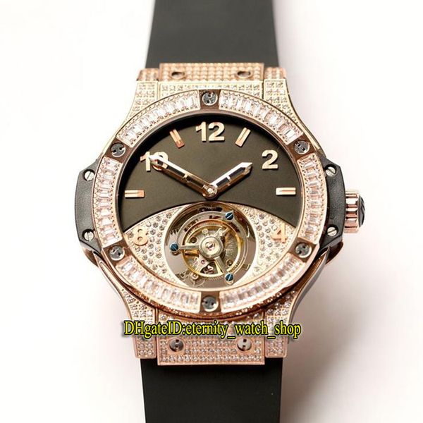 version 44mm 305 real tourbillon mechanical mens watch sapphire 18k rose gold iced out diamonds case rubber strap sport watches big 131, Slivery;brown
version 44mm 305 real tourbillon mechanical mens watch sapphire 18k rose gold iced out diamonds case rubber strap sport watches big 131, Slivery;brown