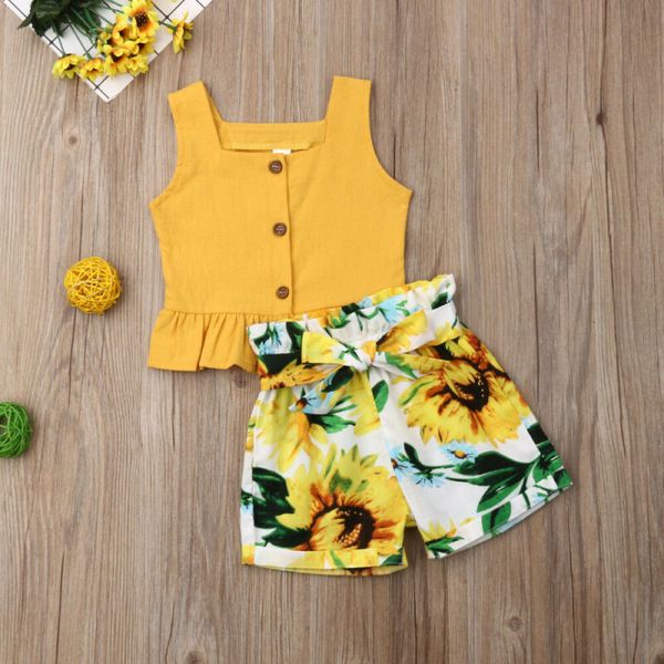 1-5years toddler kid baby girl clothes sling vest sunflower shorts holiday outfit, White
1-5years toddler kid baby girl clothes sling vest sunflower shorts holiday outfit, White
