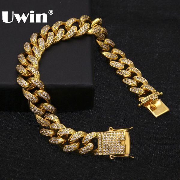 uwin hip hop luxury crystal cz zircon triple lock bracelet 14mm cuban link box clasp bracelet men female jewlery drop shipping, Golden;silver
uwin hip hop luxury crystal cz zircon triple lock bracelet 14mm cuban link box clasp bracelet men female jewlery drop shipping, Golden;silver