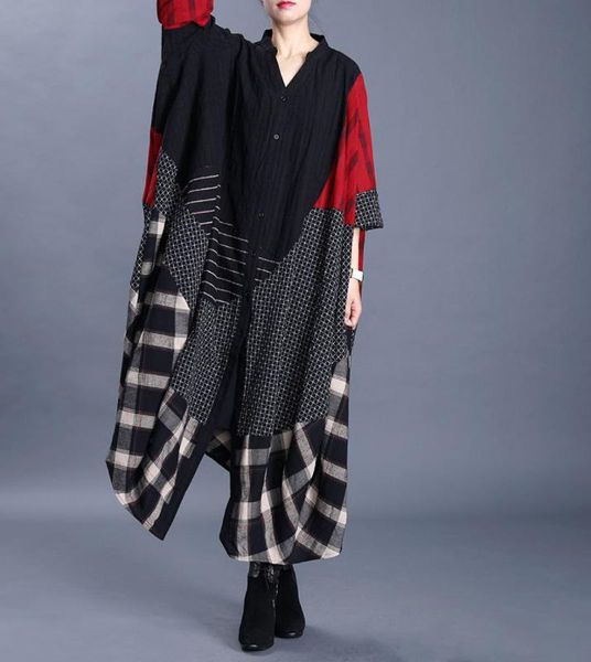 new hit color stitching plaid cotton linen female loose coat 2020 fashion chinese style retro v neck seven point sleeve trench, Tan;black
new hit color stitching plaid cotton linen female loose coat 2020 fashion chinese style retro v neck seven point sleeve trench, Tan;black