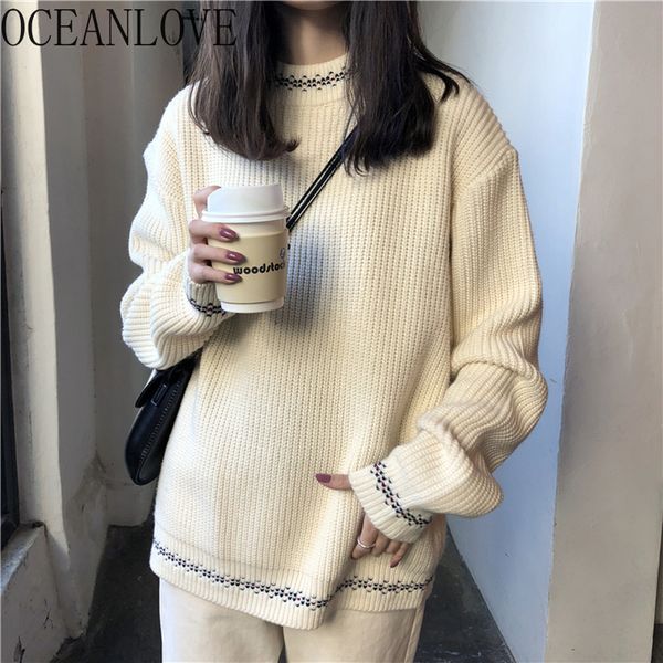 oceanlove pullovers solid knitted sueter mujer loose korean autumn 2019 sweaters o-neck all match winter clothes women 12515, White;black
oceanlove pullovers solid knitted sueter mujer loose korean autumn 2019 sweaters o-neck all match winter clothes women 12515, White;black