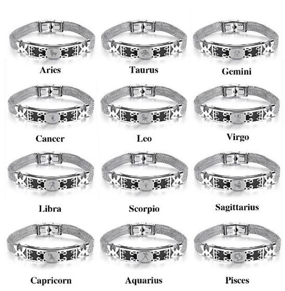 12 type zodiac astrology stainless steel men bracelet boy wristlet metal personalized fashion jewelry, Black
12 type zodiac astrology stainless steel men bracelet boy wristlet metal personalized fashion jewelry, Black