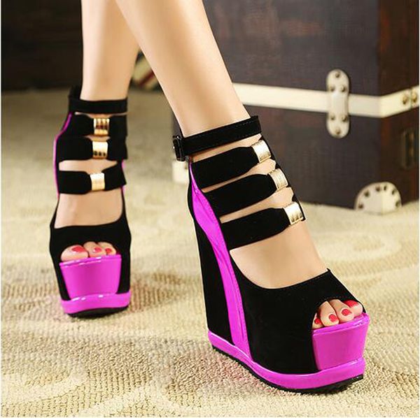 woman shoes 2020 summer genuine women platform thick soles sandals wedges high heel 14cm peep toe mixed colors shoes, Black
woman shoes 2020 summer genuine women platform thick soles sandals wedges high heel 14cm peep toe mixed colors shoes, Black
