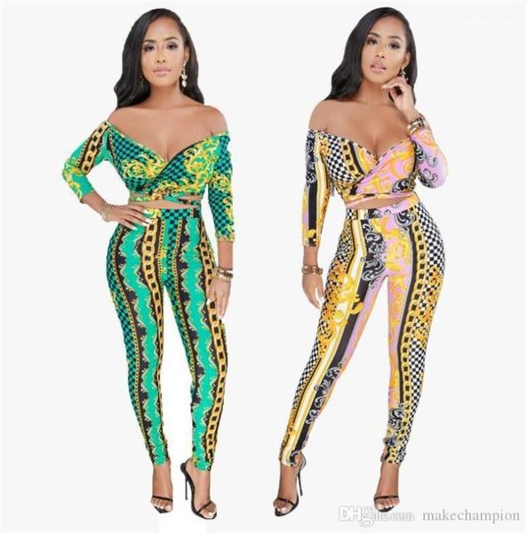 2pcs outfits off shoulder female chain woman set full pants casual womens apparel printed women, White
2pcs outfits off shoulder female chain woman set full pants casual womens apparel printed women, White