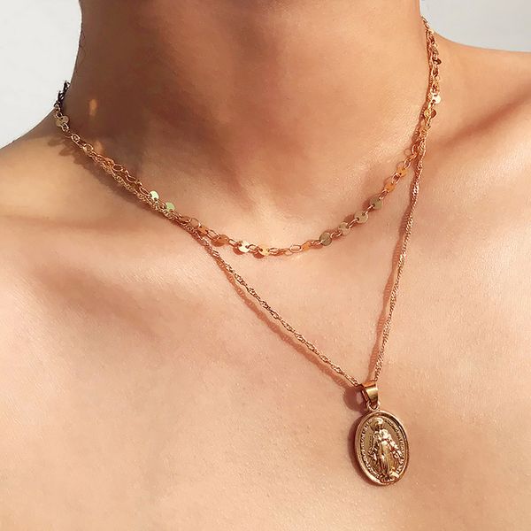boho sequins necklaces for women vintage round engraved pendant multi-layer necklace statement party jewelry 2019new, Silver
boho sequins necklaces for women vintage round engraved pendant multi-layer necklace statement party jewelry 2019new, Silver