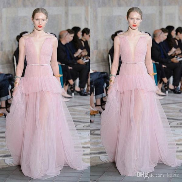 romantic elie saab light pink evening dresses ruffles deep v neck floor length runway dresses prom gowns red carpet dress, Black
romantic elie saab light pink evening dresses ruffles deep v neck floor length runway dresses prom gowns red carpet dress, Black