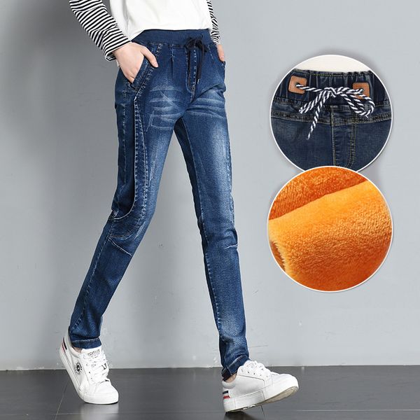 plus size women elastic high waist velvet jeans pants winter cashmere warm fleece jeans for female lace up denim trousers 5xl, Blue
plus size women elastic high waist velvet jeans pants winter cashmere warm fleece jeans for female lace up denim trousers 5xl, Blue