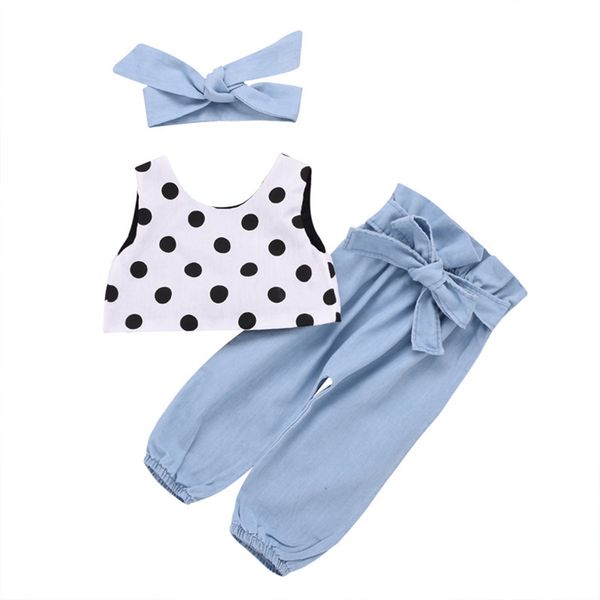 summer girl kids clothes set sleeveless dots jeans pants +bows headband 3 pcs sets kids designer clothes girls dhl jy344, White
summer girl kids clothes set sleeveless dots jeans pants +bows headband 3 pcs sets kids designer clothes girls dhl jy344, White