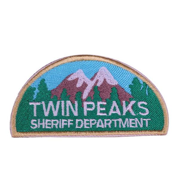 

david lynch twin peaks inspired embroidery patch sheriff's department sew on patches movie fans gift coat bag accessory, Gray