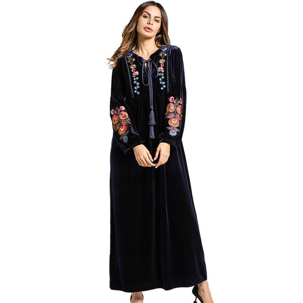 gold velvet casual long saudi arab robes fashion autumn winter velvet women's embroidered muslim dress elegant navy blue dress, Red
gold velvet casual long saudi arab robes fashion autumn winter velvet women's embroidered muslim dress elegant navy blue dress, Red