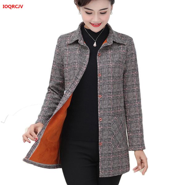 middle-aged women's autumn winter woolen coat fashion slim plus velvet warm plaid wool jacket large size ladies outerwear w1466, Black
middle-aged women's autumn winter woolen coat fashion slim plus velvet warm plaid wool jacket large size ladies outerwear w1466, Black